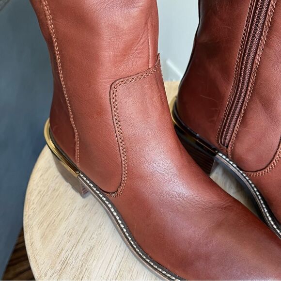 Vince Camuto Leather Kensilie OverThe Knee Riding Boots Lug Sole Brown, 6.5 NWOB - Picture 3 of 8